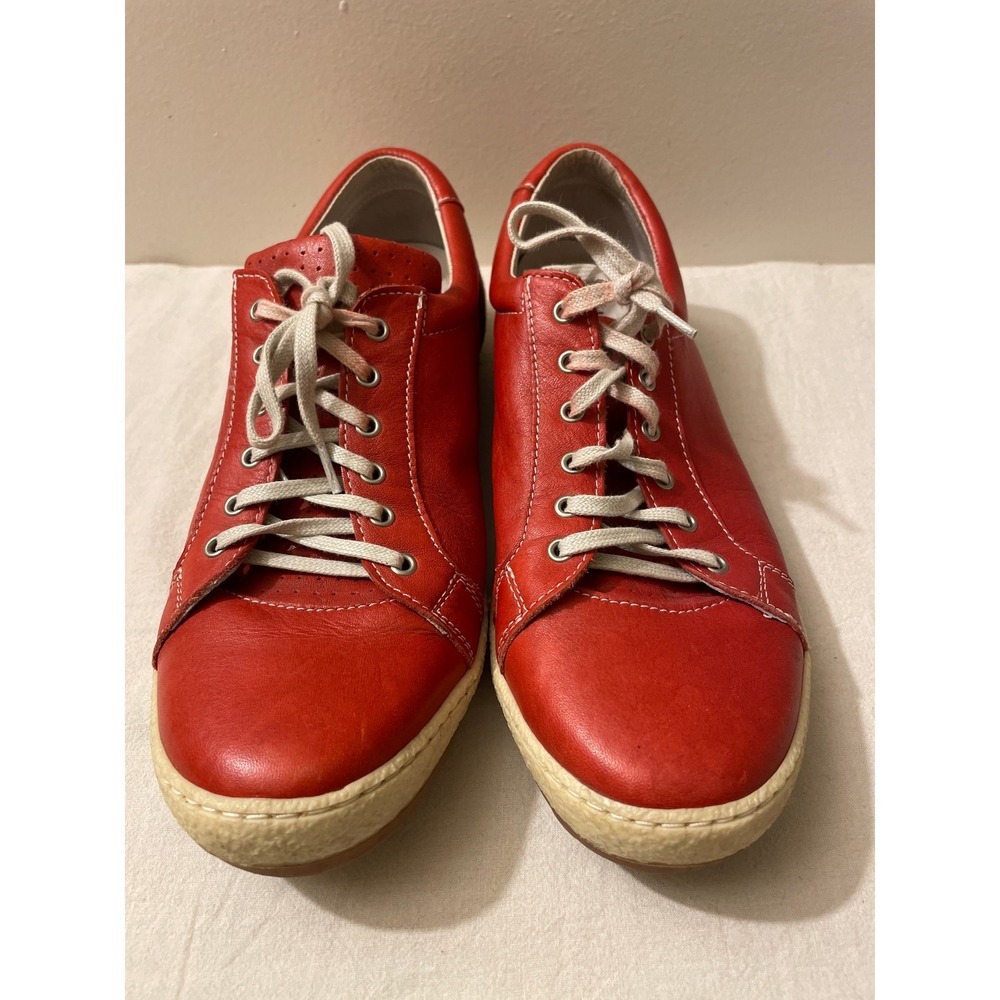 Soleterra Women Size 40 US 8 Red Leather Lace Up Sneakers Made in Portugal - Picture 4 of 11